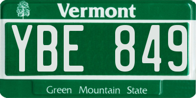 VT license plate YBE849