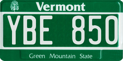 VT license plate YBE850