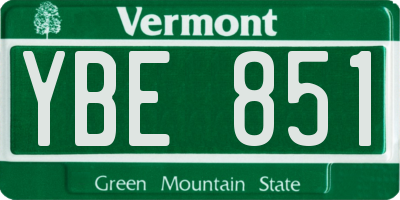 VT license plate YBE851