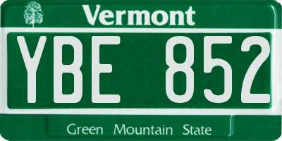 VT license plate YBE852