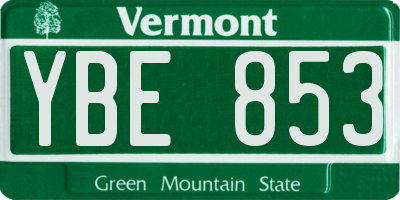 VT license plate YBE853