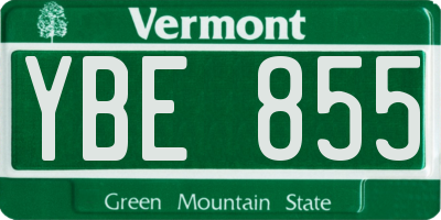 VT license plate YBE855