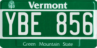 VT license plate YBE856