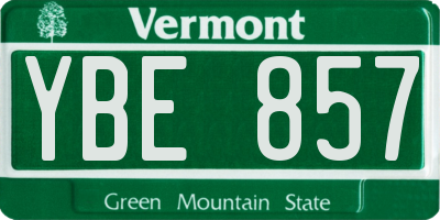 VT license plate YBE857