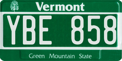 VT license plate YBE858