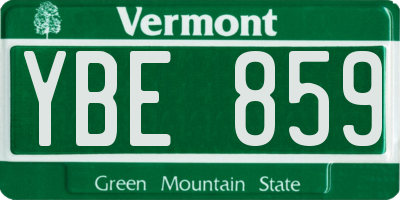 VT license plate YBE859