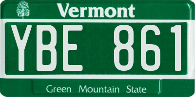 VT license plate YBE861