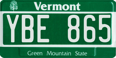 VT license plate YBE865