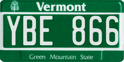 VT license plate YBE866
