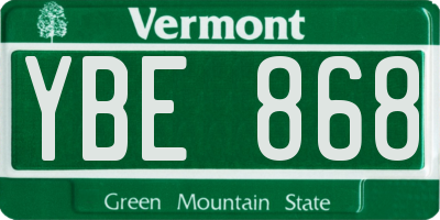 VT license plate YBE868