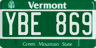 VT license plate YBE869