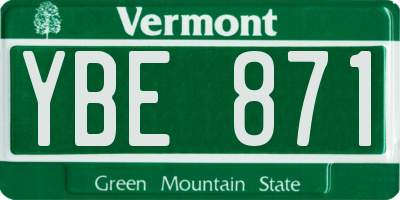 VT license plate YBE871