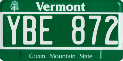 VT license plate YBE872
