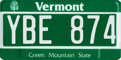 VT license plate YBE874