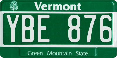 VT license plate YBE876