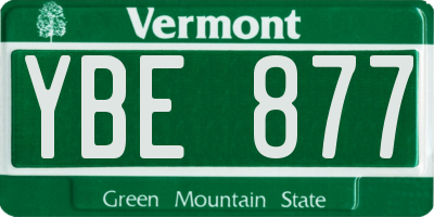 VT license plate YBE877