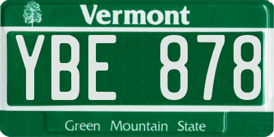 VT license plate YBE878