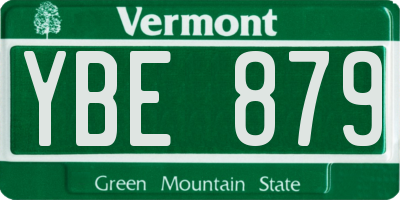 VT license plate YBE879