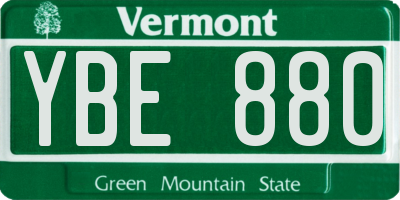 VT license plate YBE880