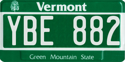 VT license plate YBE882