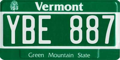 VT license plate YBE887