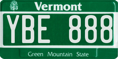 VT license plate YBE888