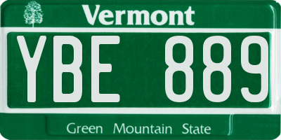 VT license plate YBE889