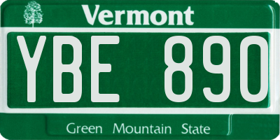 VT license plate YBE890