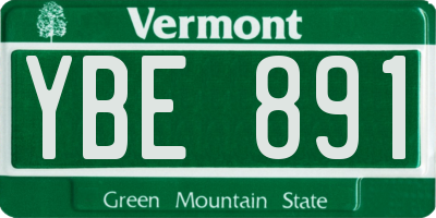 VT license plate YBE891