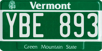 VT license plate YBE893