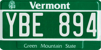 VT license plate YBE894
