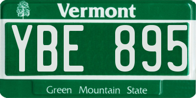 VT license plate YBE895