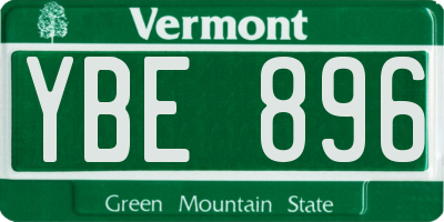 VT license plate YBE896