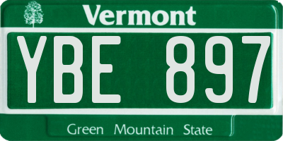 VT license plate YBE897