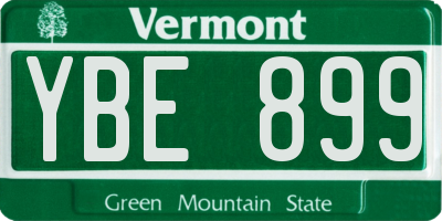 VT license plate YBE899