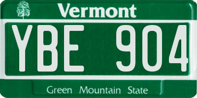 VT license plate YBE904