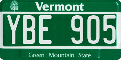 VT license plate YBE905