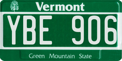 VT license plate YBE906
