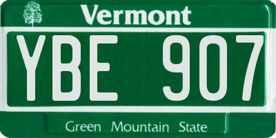 VT license plate YBE907