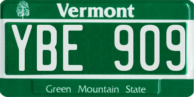 VT license plate YBE909