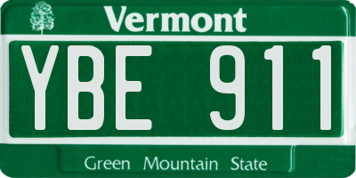 VT license plate YBE911