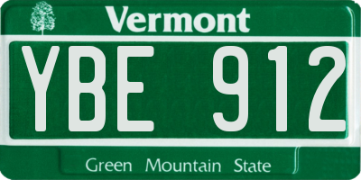 VT license plate YBE912