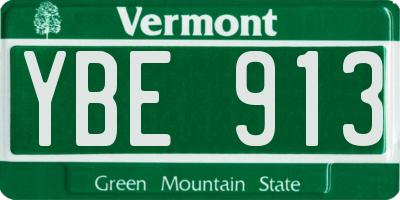 VT license plate YBE913