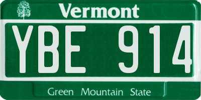 VT license plate YBE914
