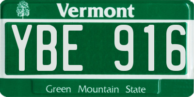 VT license plate YBE916