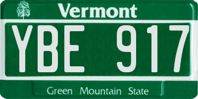 VT license plate YBE917
