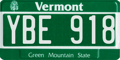 VT license plate YBE918