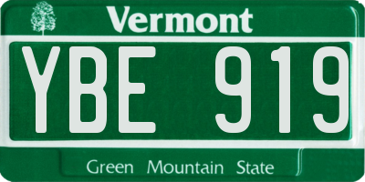 VT license plate YBE919