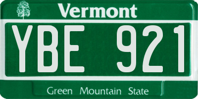 VT license plate YBE921