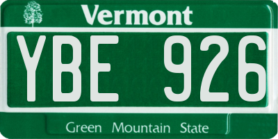 VT license plate YBE926